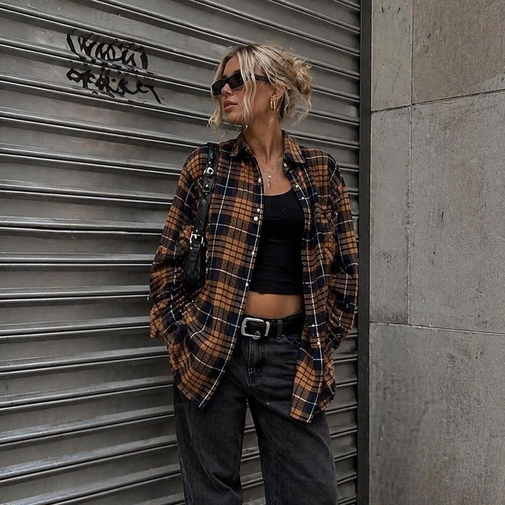My Beloved Women's Large Flannel Plaid Shacket